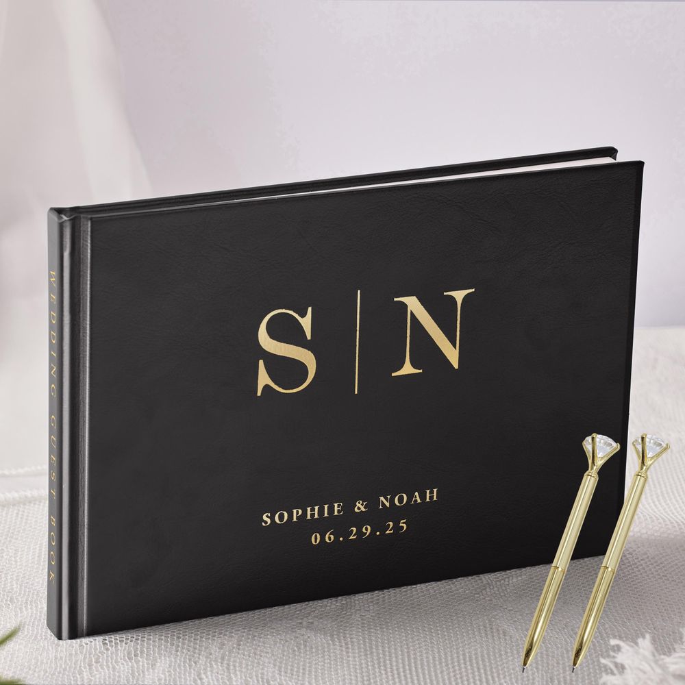 Personalized Guest Book - Personalisiertes Gästebuch für Hochzeiten, elegantes weißes/schwarzes