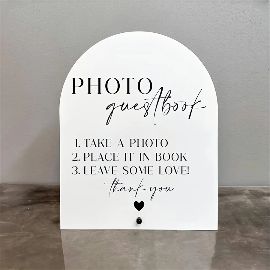 Personalized Guest Book - Elegantes Acryl-Gästebuchschild für Hochzeitsfotos mit Ständer