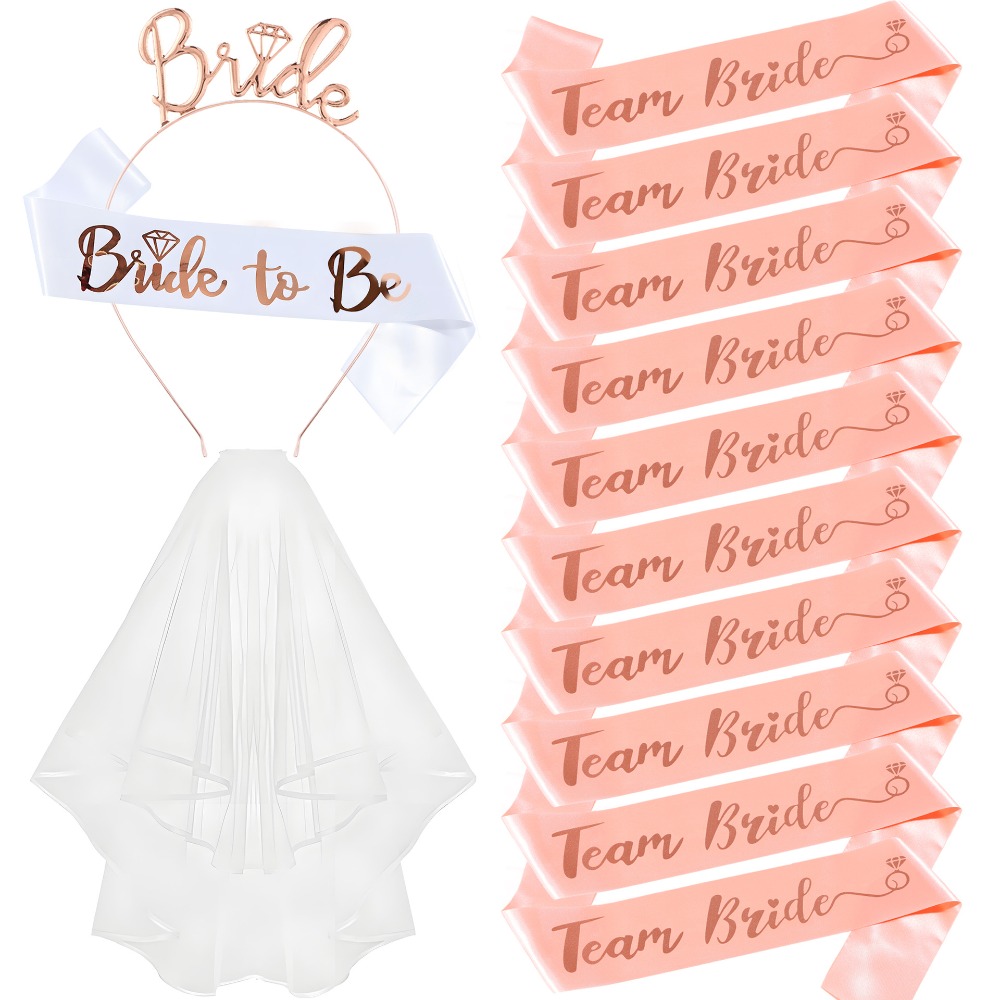 Bride Tribe Sash - 13-teiliges Set für Junggesellinnenabschied: Braut- und