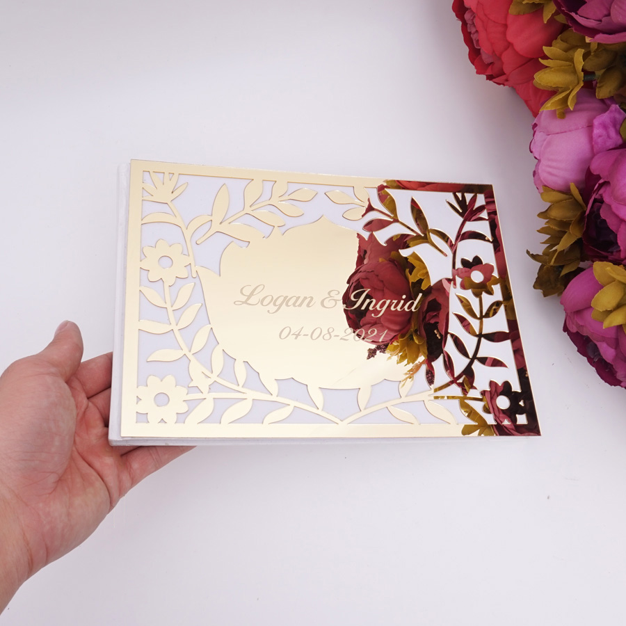 Luxuriöses Hohles Blumen-Spieg – Personalized Guest Book Bewertung und Preis