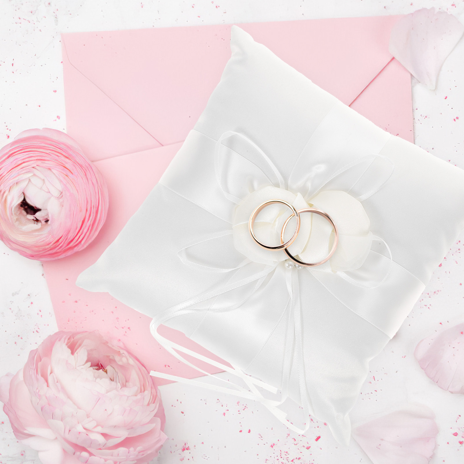 20x20cm Elegantes Weißes Satin – Ring Bearer Pillow Bewertung und Preis